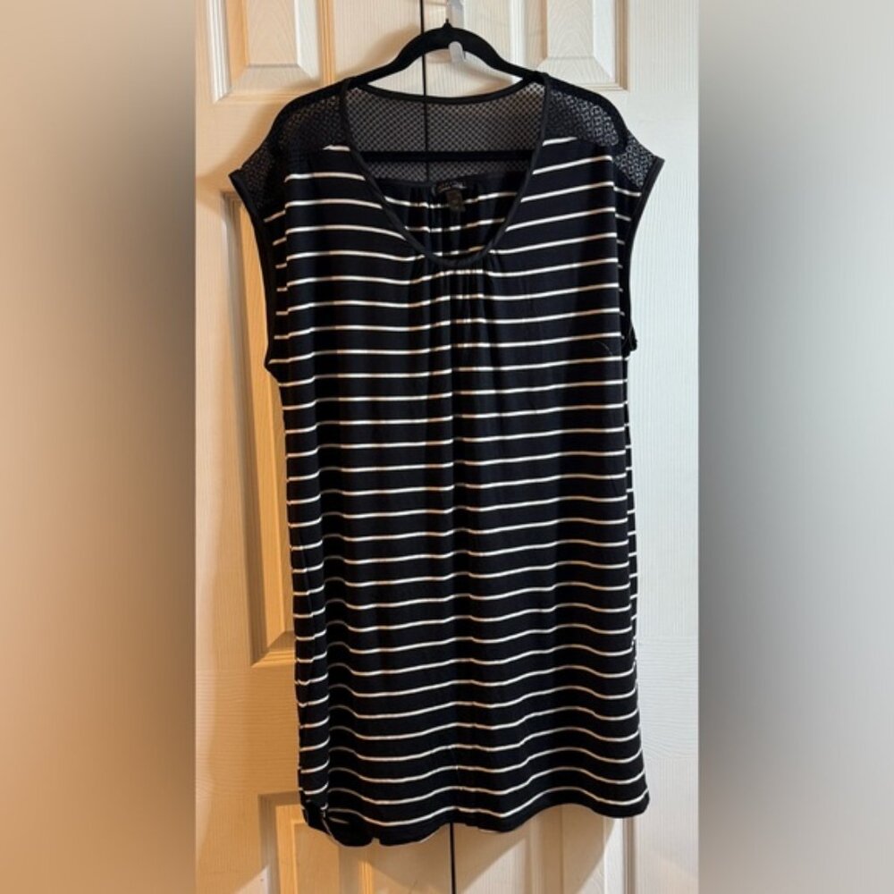 Midnight by Carole Hochman Black and White Striped Tank Top